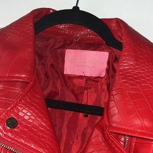 Azalea Wang Faux Fur Red Leather Jacket